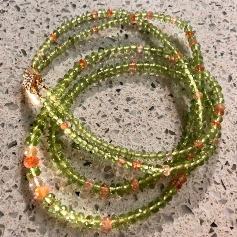 Genuine Natural Peridot & Oregon Sunstone Gold Filled Necklace